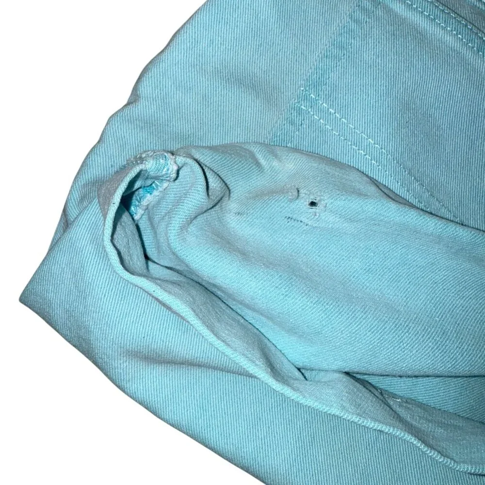 Vintage Lee Riders Mom Shorts Womens 14 Med High Rise Aqua Blue Pockets Retro - Picture 7 of 8